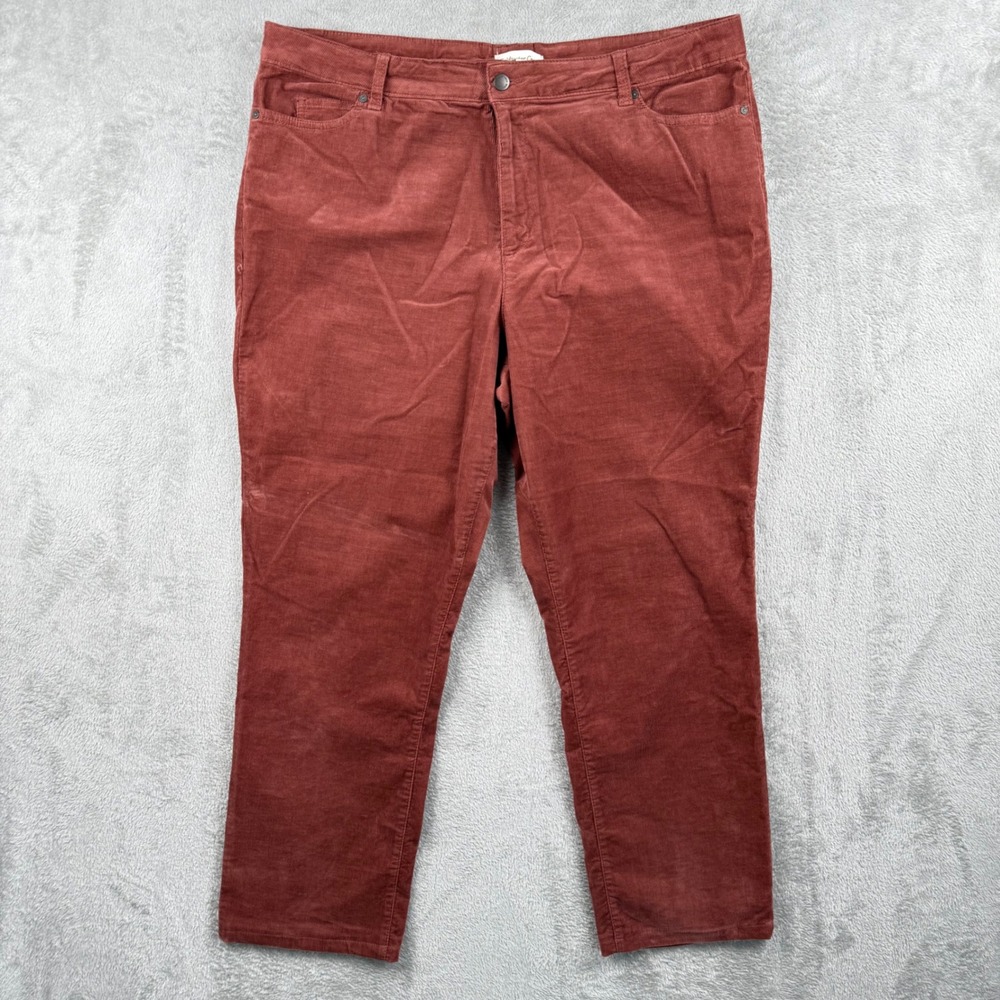 Coldwater Creek Corduroy Pants Women 18 Rust Red Brown Straight Leg Casual‎